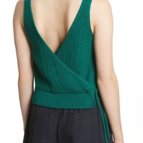 Vince Crossover V-Back Green Ribbed Tank Large NWT - Picture 6 of 14